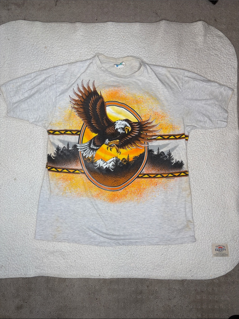 Vintage Tourchamp Bald Eagle Sunrise AOP Short Sleeve Shirt: Size XXL